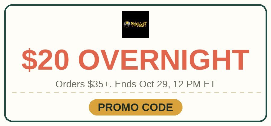 Spirit Halloween $20 overnight shipping